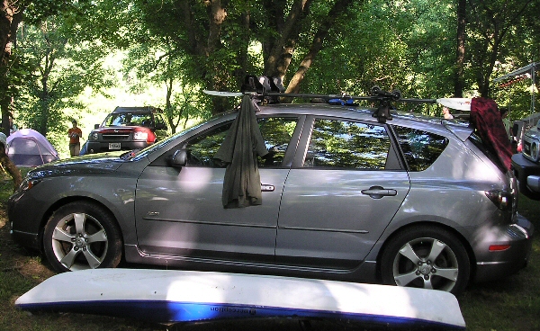 Scott's Kayak, Car, and Drying Rack.